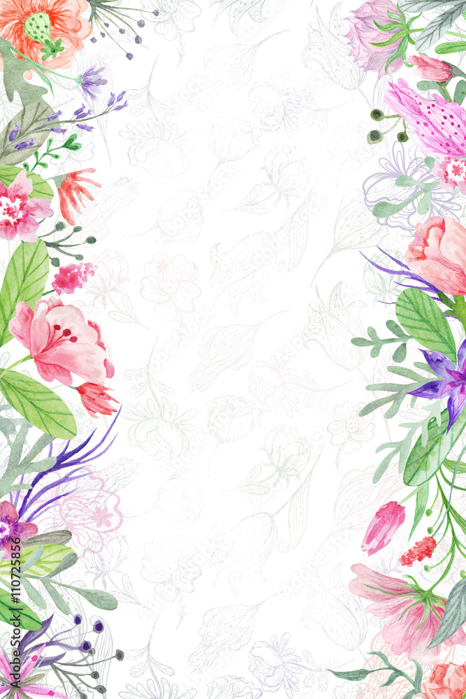 Summer Background With Floral Borders Summer Background With Floral Borders