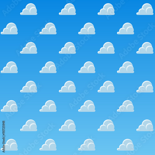Cartoon Clouds Pattern background. Blue sky with clouds pattern. Vector illustration