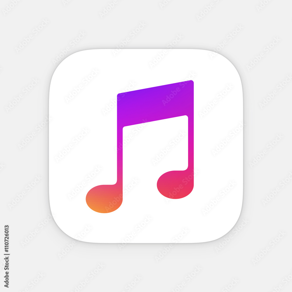 Music note App icon template. Mobile application icon. Vector colorful photo icon Music note App icon template. Mobile application icon. Vector colorful photo icon