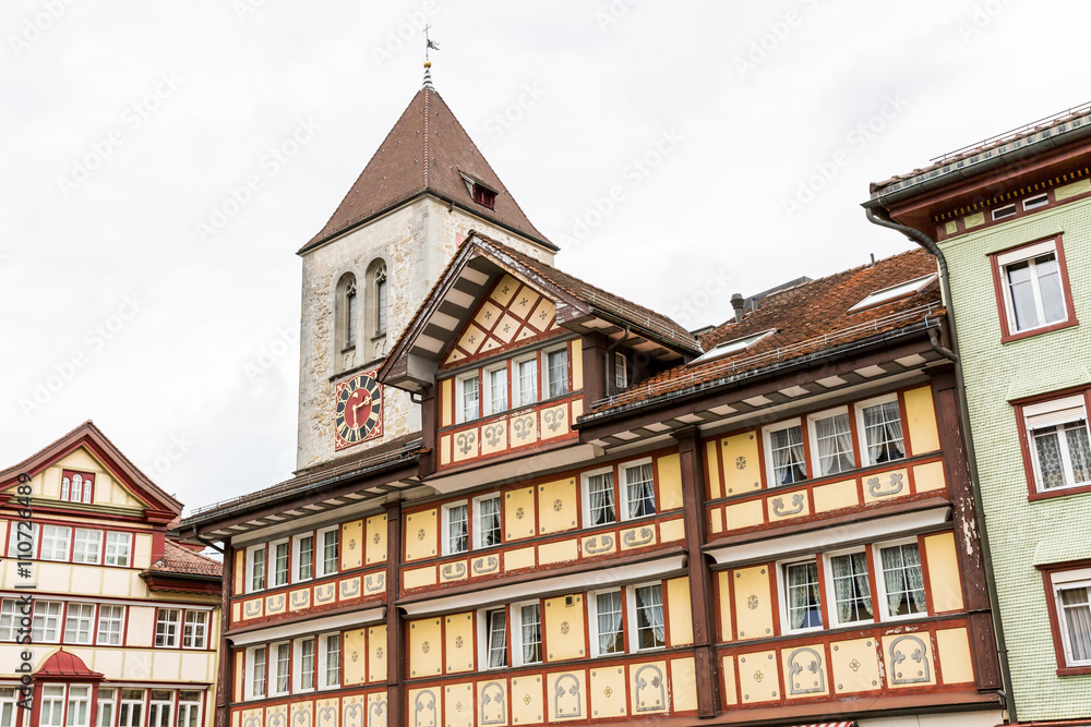 Views of the old town part of Appenzell, Switzerland