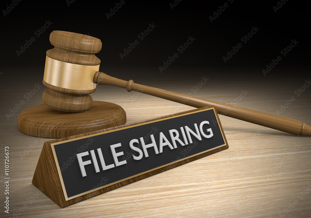 Laws dealing with illegal online file sharing, 3D rendering Laws dealing with illegal online file sharing, 3D rendering