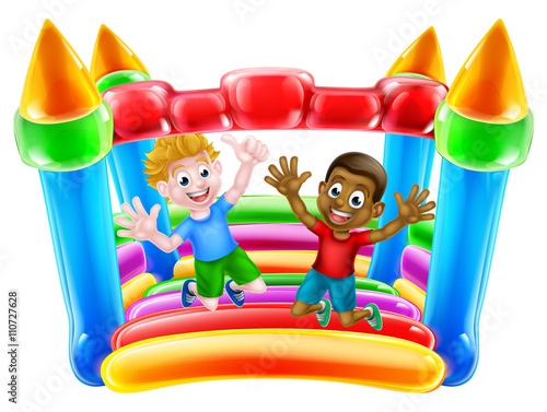 Kids Jumping on Bouncy Castle
