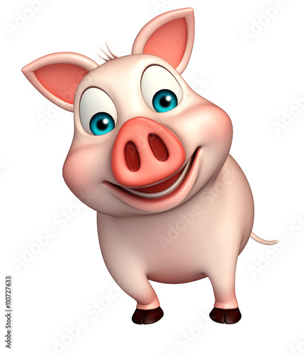 funny  Pig cartoon character