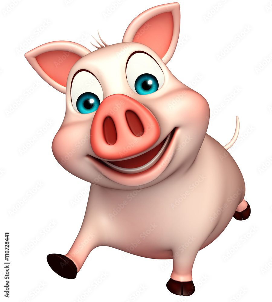 Fototapeta premium running Pig cartoon character