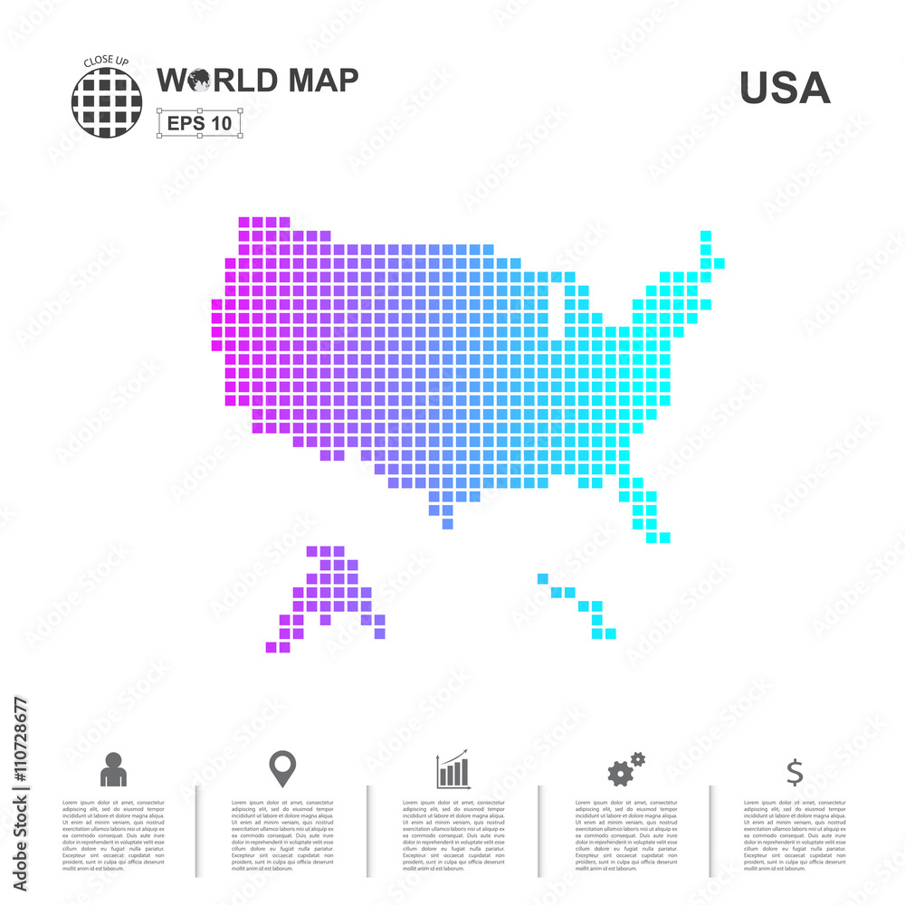 Map Of America pixel Vector
