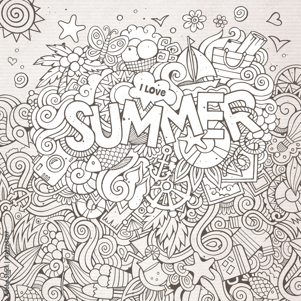 Doodles abstract decorative summer background