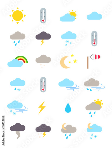 Weather forecast vector icons set