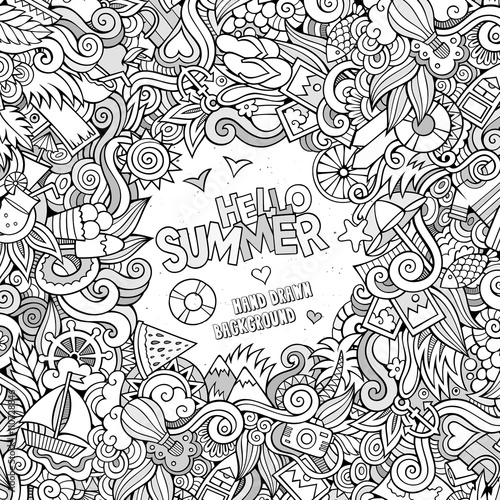 Doodles abstract decorative summer vector frame