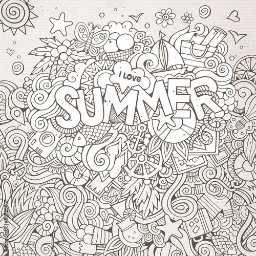 Doodles abstract decorative summer background