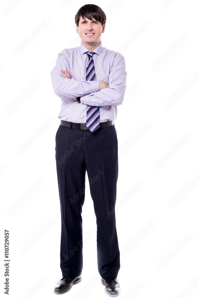 Full length shot of businessman with folded arms. Full length shot of businessman with folded arms.