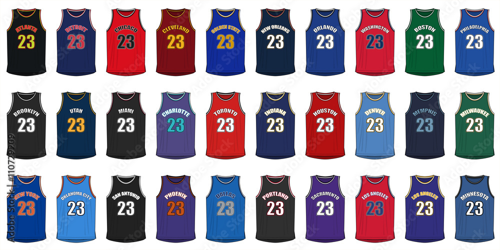 Fototapeta premium Generic Shirts of American Basketball Cities