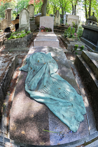 PARIS, FRANCE - MAY 2, 2016: Auclert mother of women vote grave in Pere-Lachaise cemetery homeopaty founder photo