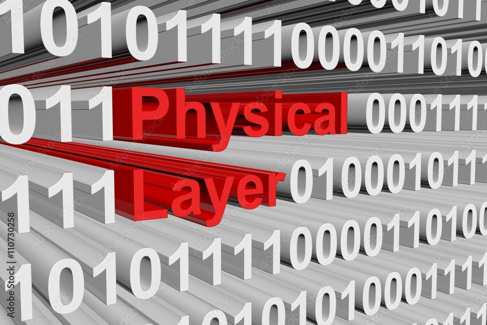 Physical layer in the form of binary code, 3D illustration