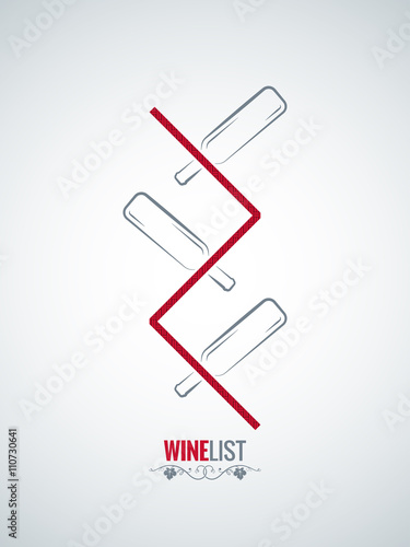 wine bottle menu list design vector background