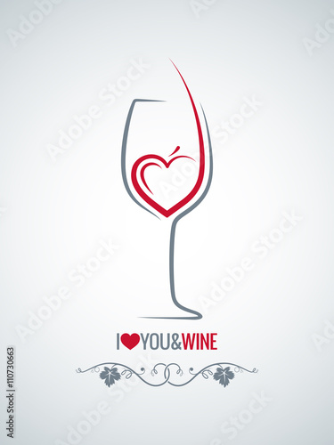 wine glass heart concept vector background