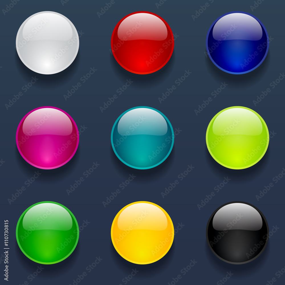 Beautiful glossy round buttons set for web and mobile apps