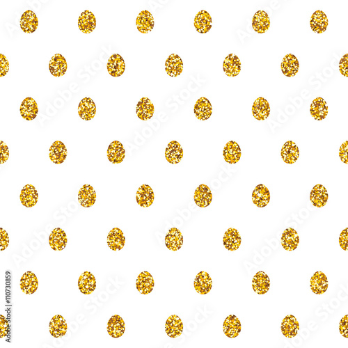 Vector seamless pattern with shiny golden glitter eggs. Easter golden egg concept background.