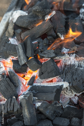 Fire burning coals
