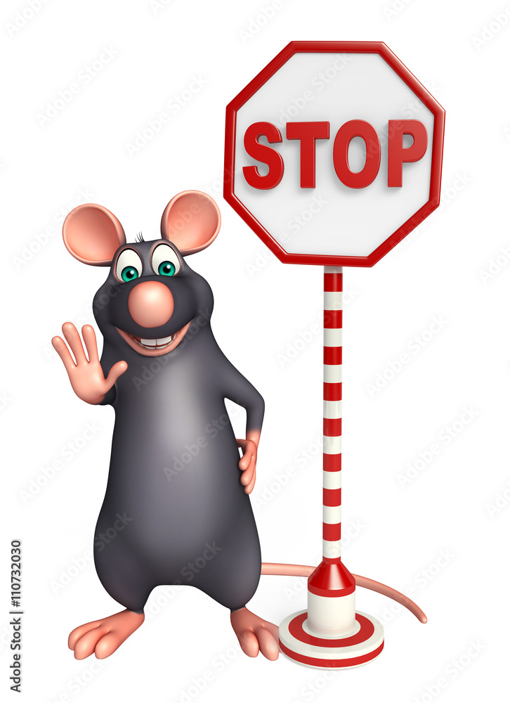 cute Rat cartoon character with stop sign Stock Illustration | Adobe Stock