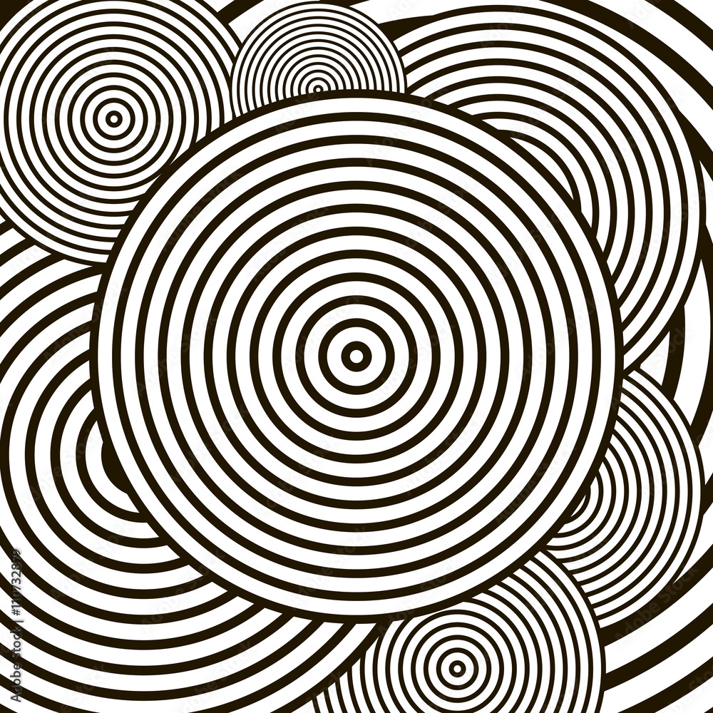 Black and white optical illusion circle vector background Stock Vector