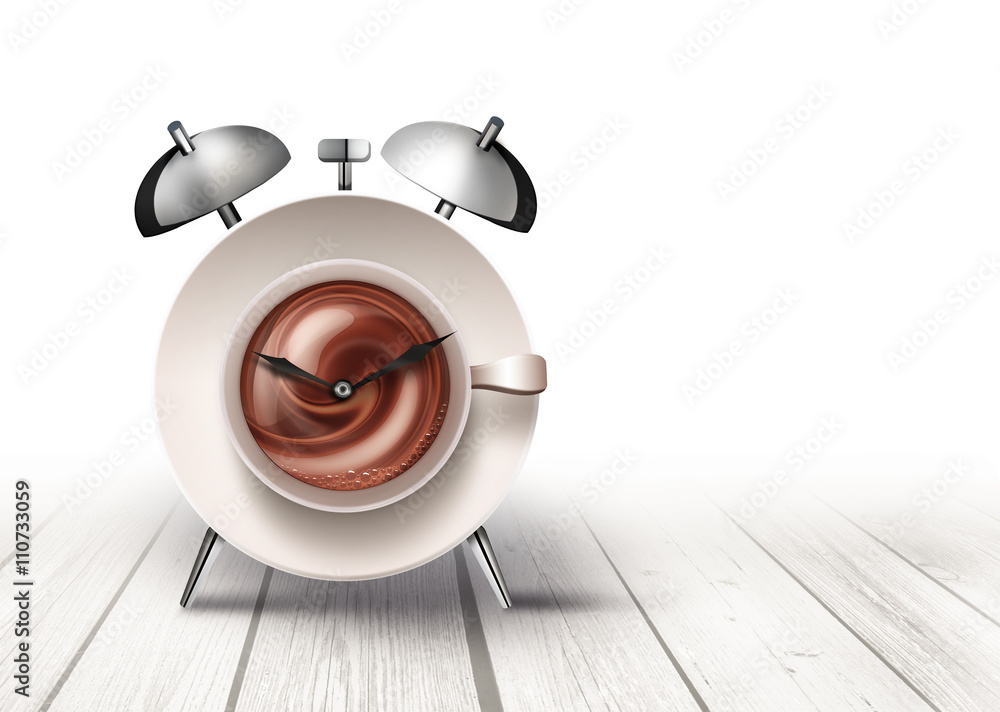 alarm clock with cup of coffee alarm clock with cup of coffee