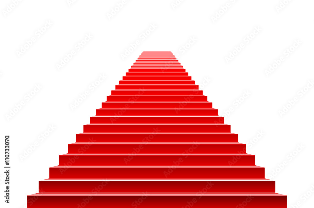 Stairs covered with red carpet. Scene illuminated by a spotlight Stairs covered with red carpet. Scene illuminated by a spotlight