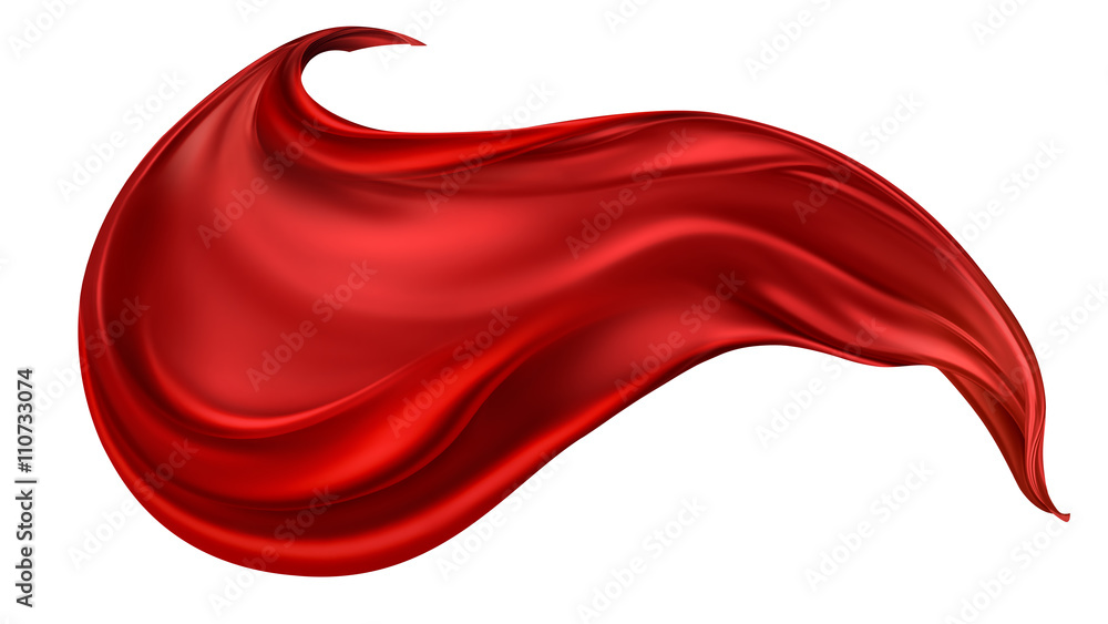 flying red silk fabric - obrazy, fototapety, plakaty 