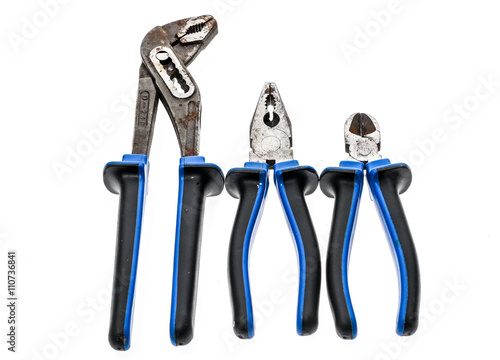 Wallpaper Mural Set of old, used pliers isolated in studio. Torontodigital.ca