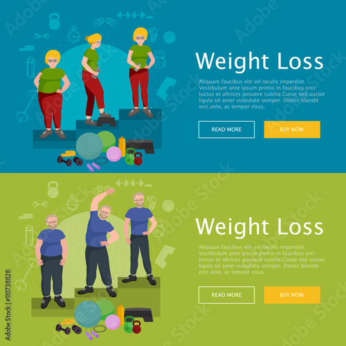 before and after weight loss senior concept fitness vector illustration
