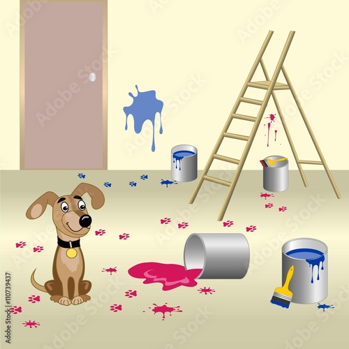 Dog and paint