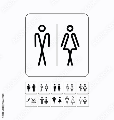 Toilet sign door/wall plate. Original WC icons set.
