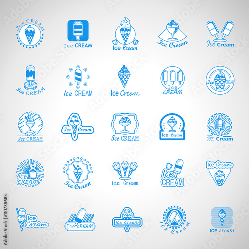 Ice Cream Icons Set - Isolated On Gray Background - Vector Illustration, Graphic Design. For Web, Website, App  