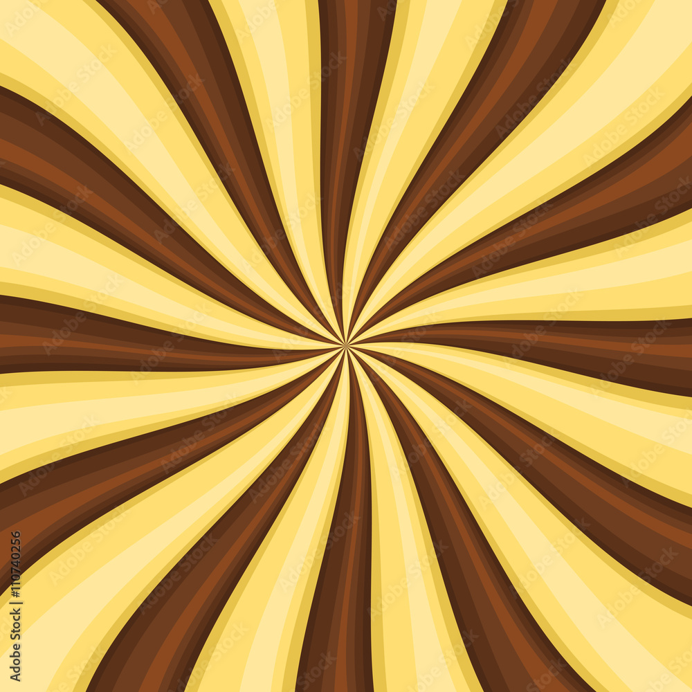 Obraz premium Chocolate Lollypop Candy Background with Swirling, Rotating, Twirling Stripes. Vector