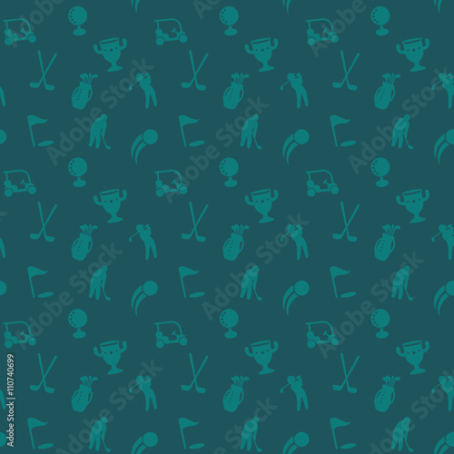 seamless pattern with golf icons, seamless background for website, golf cart, clubs, ball, golf player, vector illustration