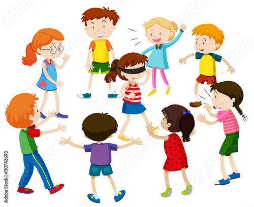Kids playing blind folded