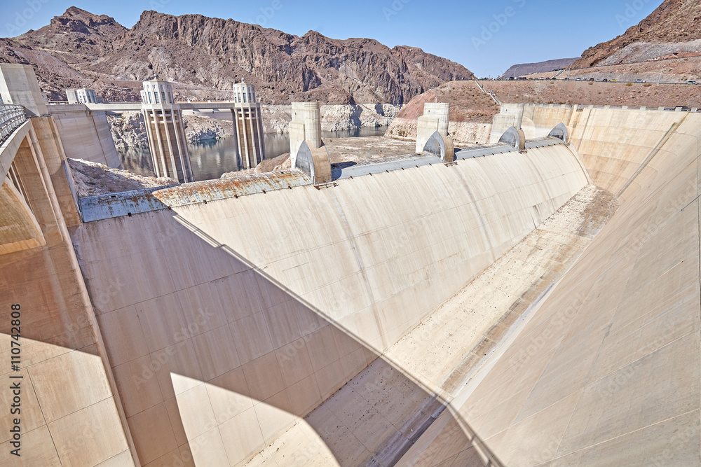 Wide angle picture of the Hoover Dam spillway. Wide angle picture of the Hoover Dam spillway.
