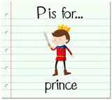 Flashcard letter  P is for prince