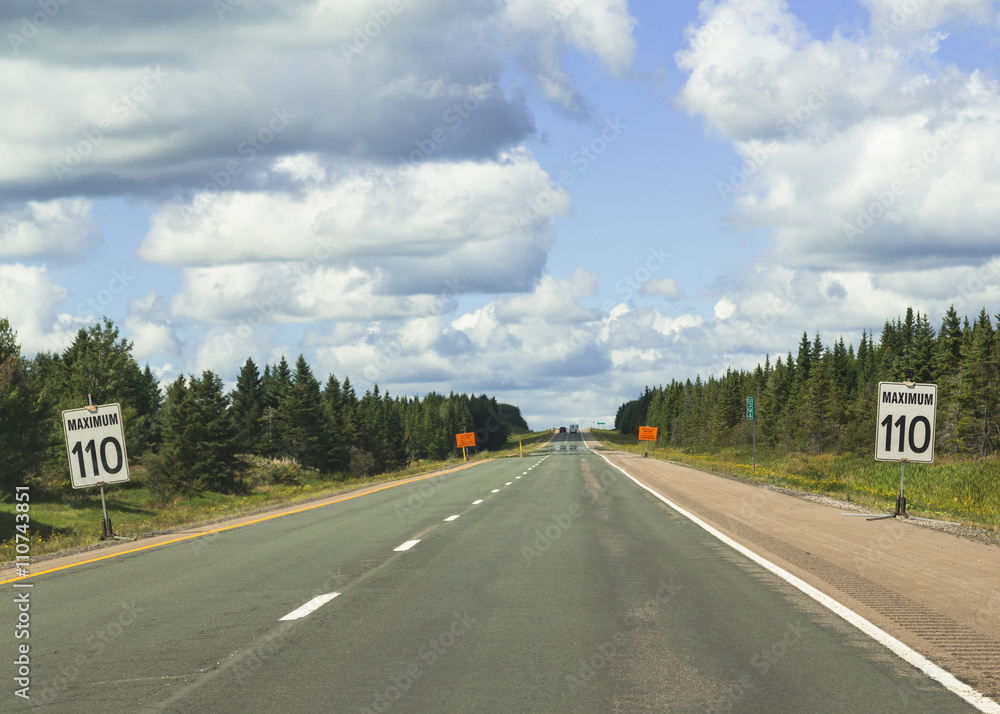 Signs Warning of Speed Limit of 110 in Nova Scotia