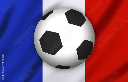 Euro 2016 France football championship with ball on color of france background  over light