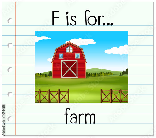 Flashcard letter F is for farm