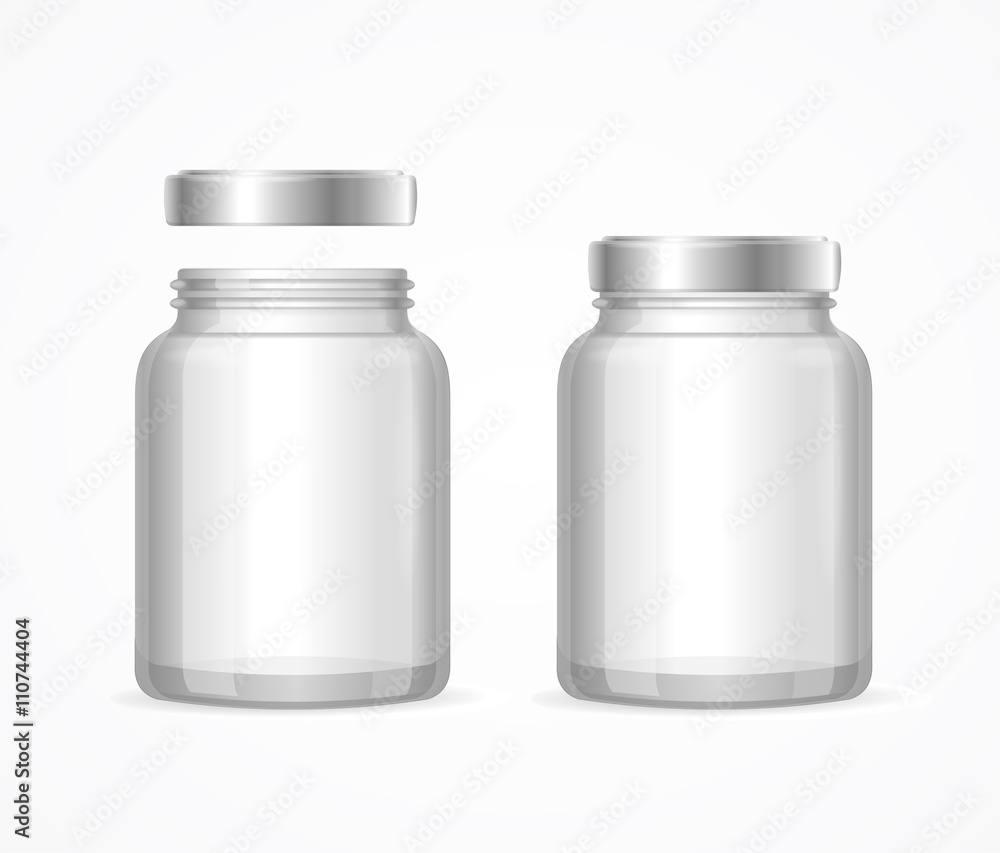 Glass Jars Bottles Empty Transparent. Vector Glass Jars Bottles Empty Transparent. Vector