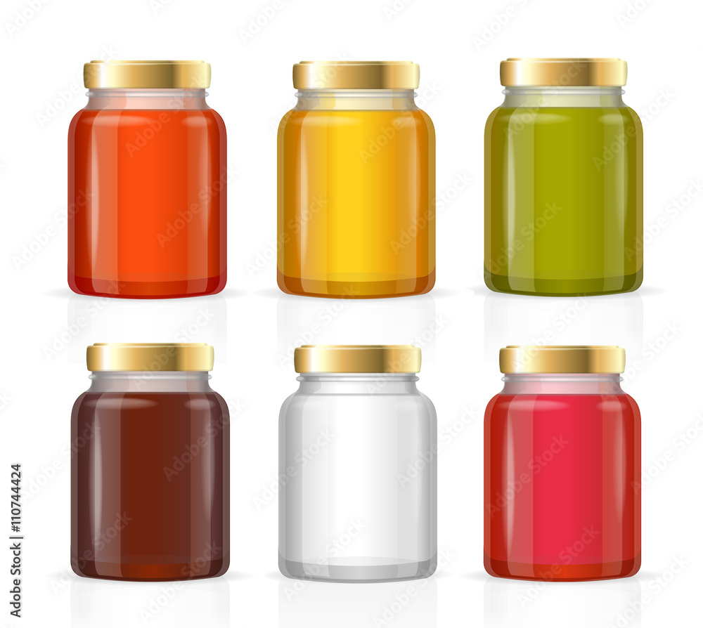 Glass Jars Bottles Empty Transparent. Vector Glass Jars Bottles Empty Transparent. Vector
