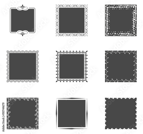 Collection of filled frames with decorative borders