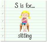 Flashcard letter S is for sitting