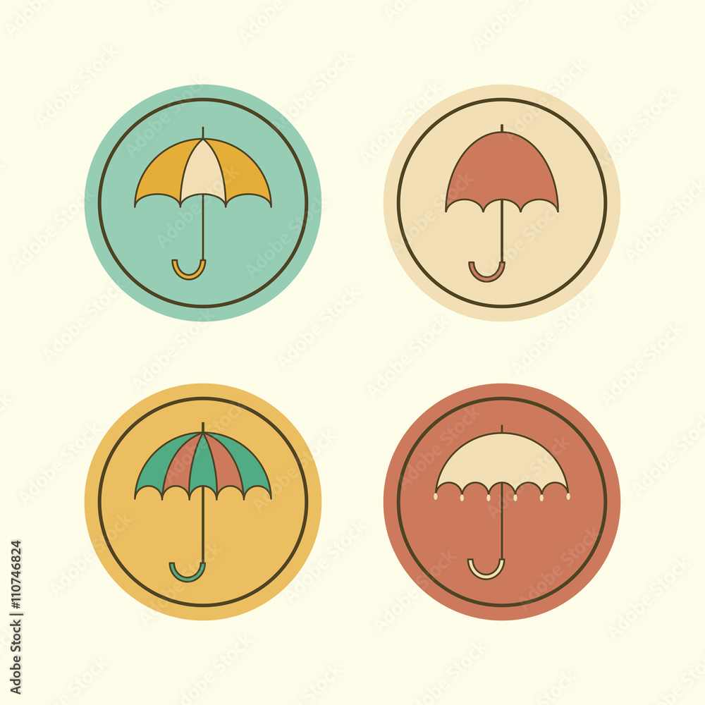 Four cute umbrella round icons Four cute umbrella round icons