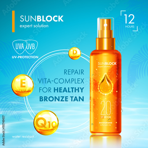 Tanning oil with UV protection and vitamins