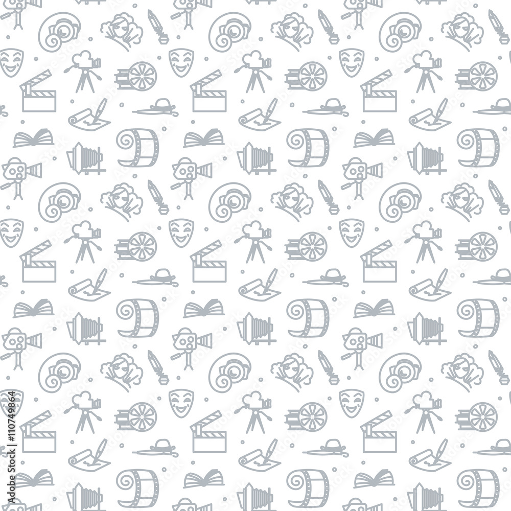 Seamless texture with icons - cinema. Seamless texture with icons - cinema.