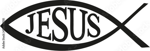 Jesus Fish christian with word Jesus