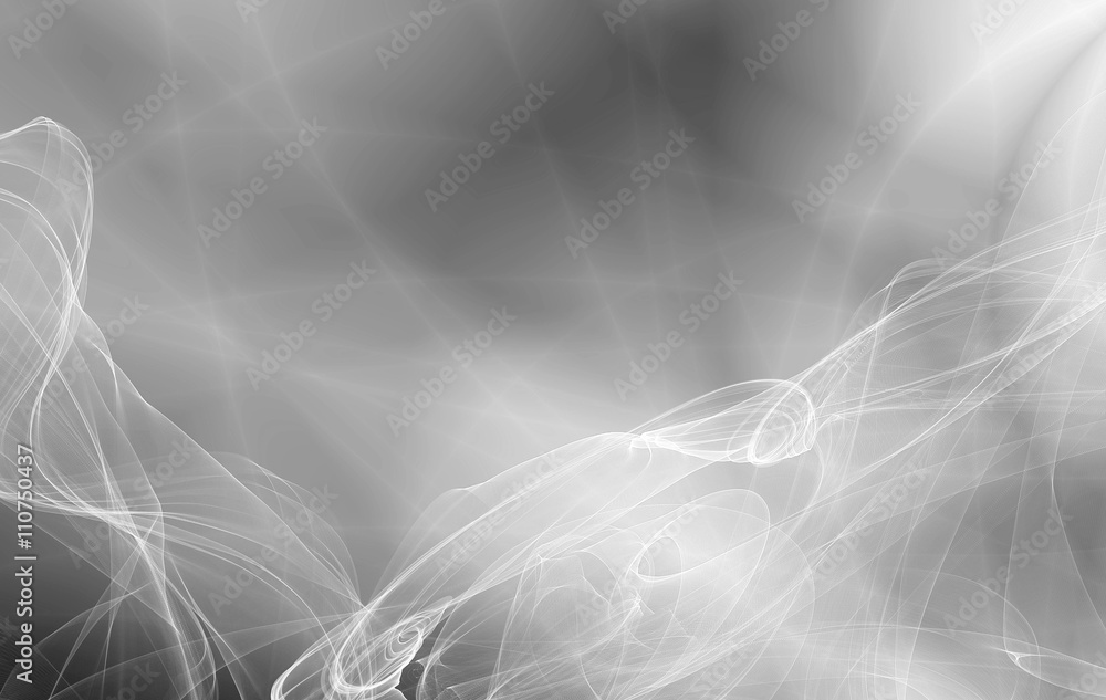 Wide silver smoke abstract wavy gray background