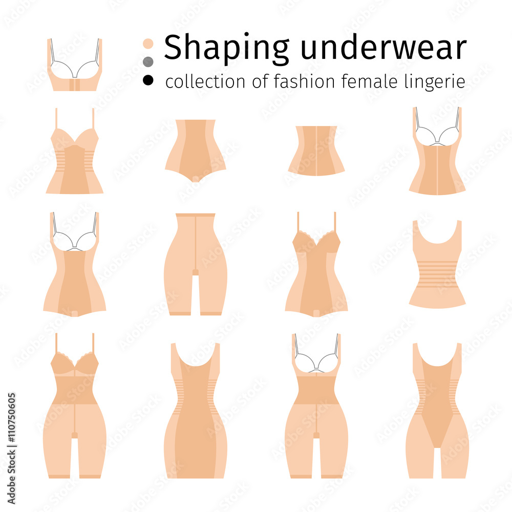 Woman in shaping lingerie or woman corrective underwear vector illustration  Stock Vector